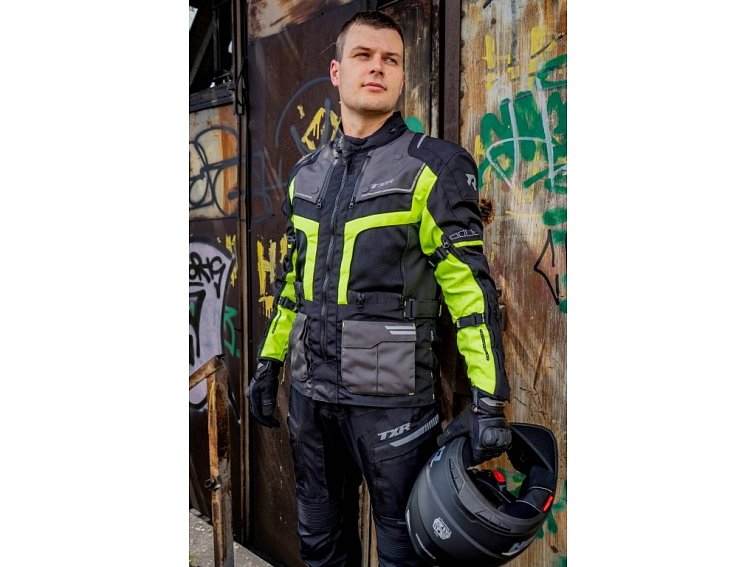 Bunda na motorku TXR Tracer černo-šedo-fluo žlutá