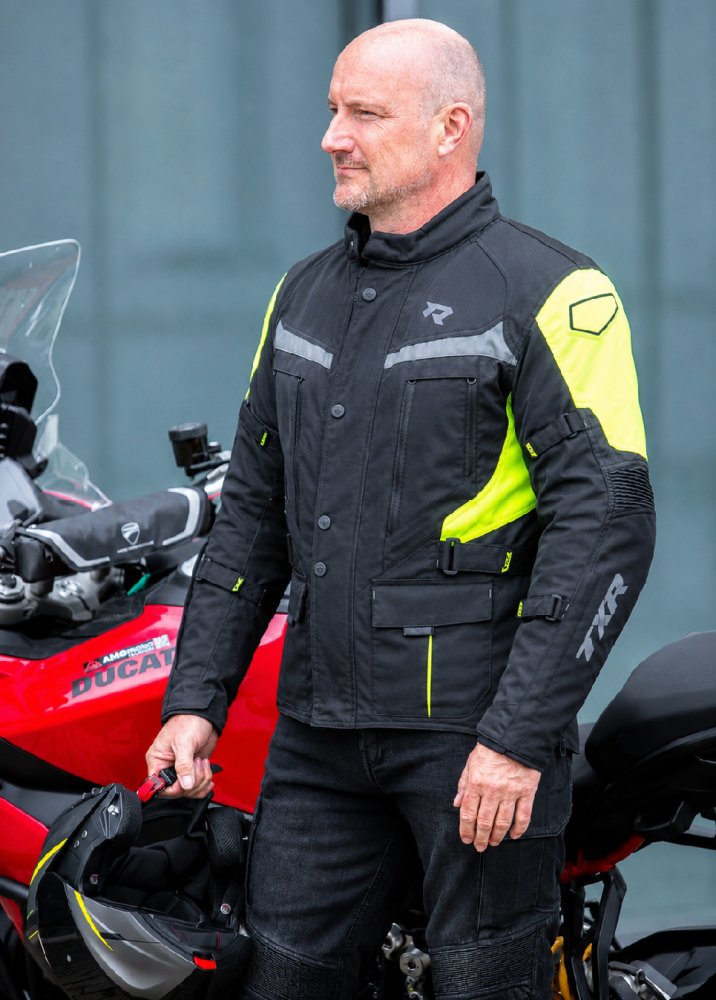 Bunda na motorku TXR Compass černo-šedo-fluo žlutá – foto 12
