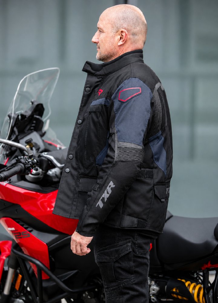 Bunda na motorku TXR Compass černo-šedo-modro-červená – foto 10