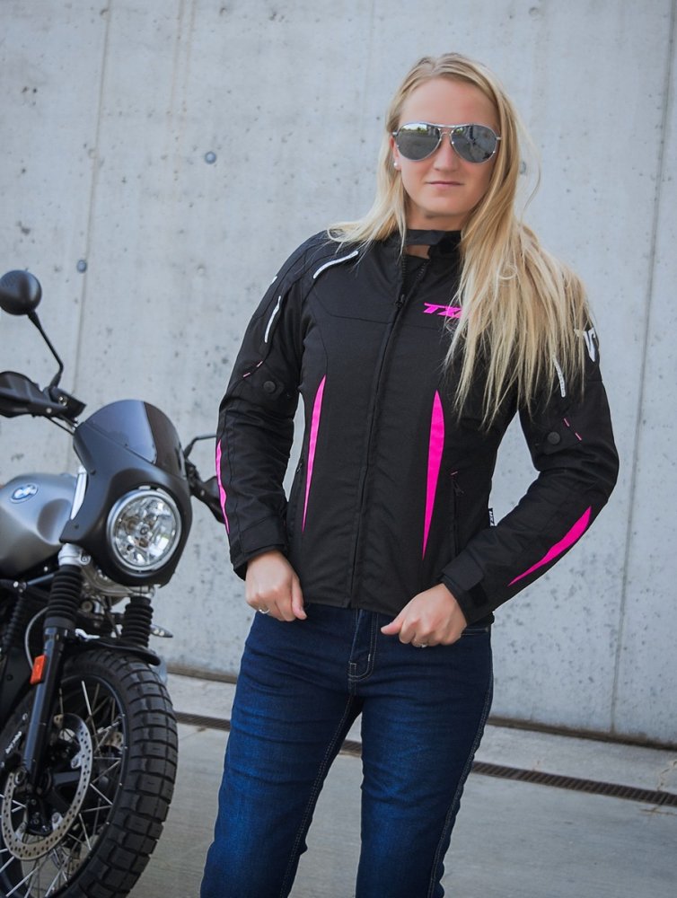 Dámská bunda na motorku TXR Elisa černo-růžová – foto 7