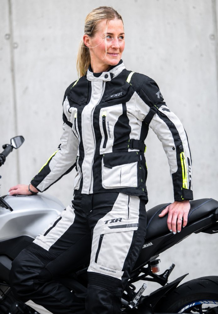 Dámská bunda na motorku TXR Expedition černo-šedo-fluo žlutá – foto 7