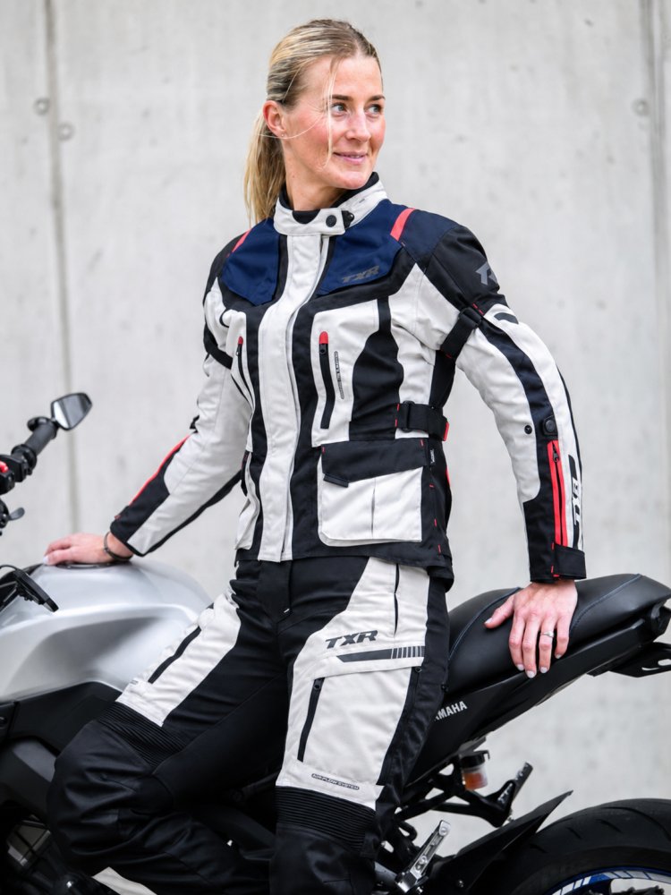 Dámská bunda na motorku TXR Expedition černo-šedo-modro-červená – foto 4