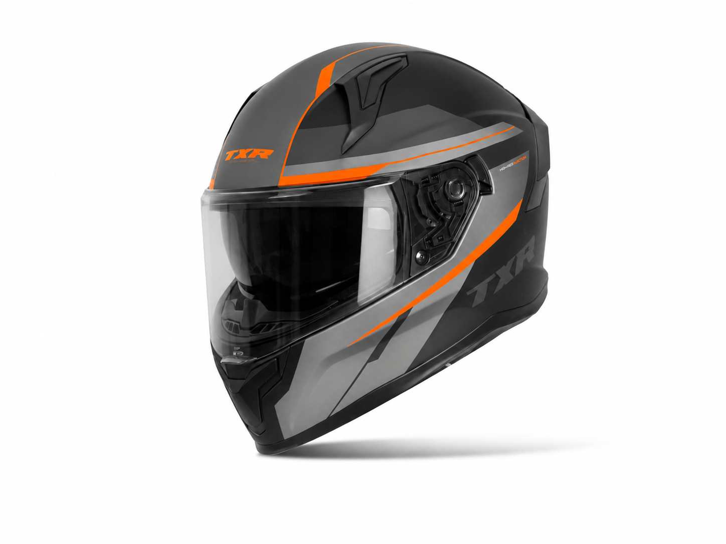 Integrální helma na motorku TXR Raptor černo-šedo-fluo oranžová