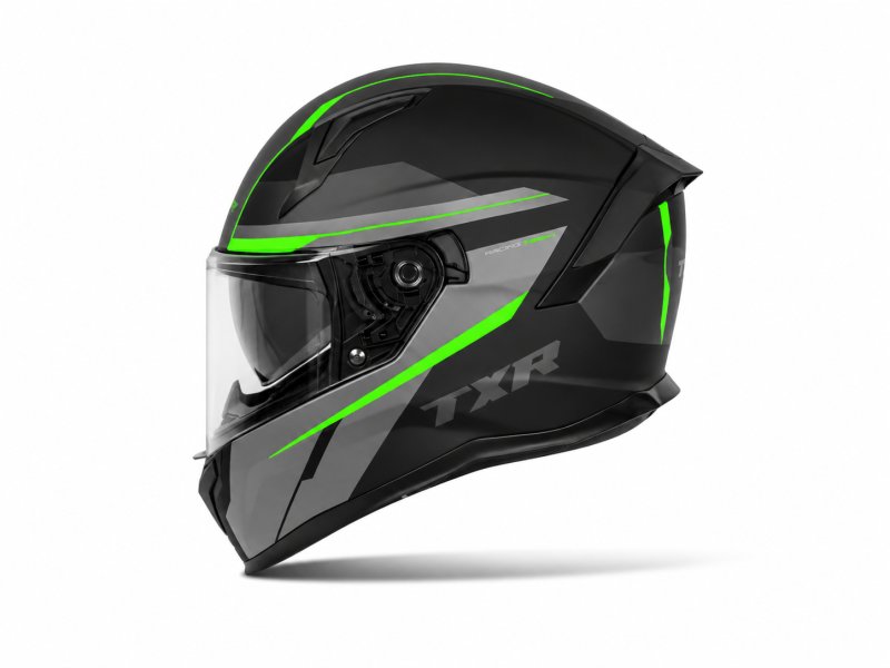 Integrální helma na motorku TXR Raptor černo-šedo-fluo zelená – foto 2