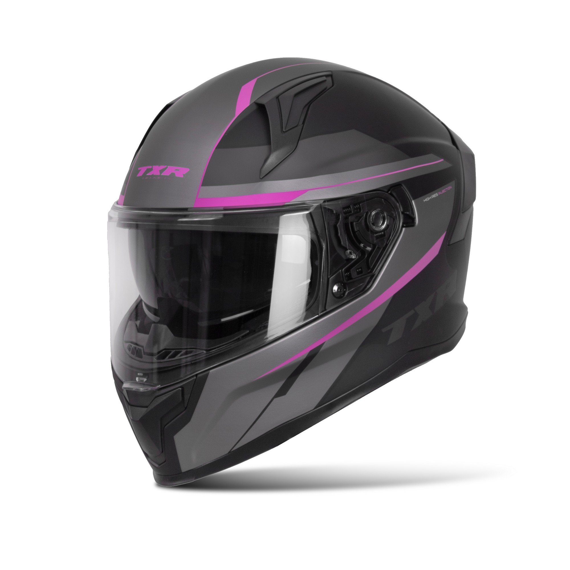 Integrální helma na motorku TXR Raptor černo-šedo-růžová