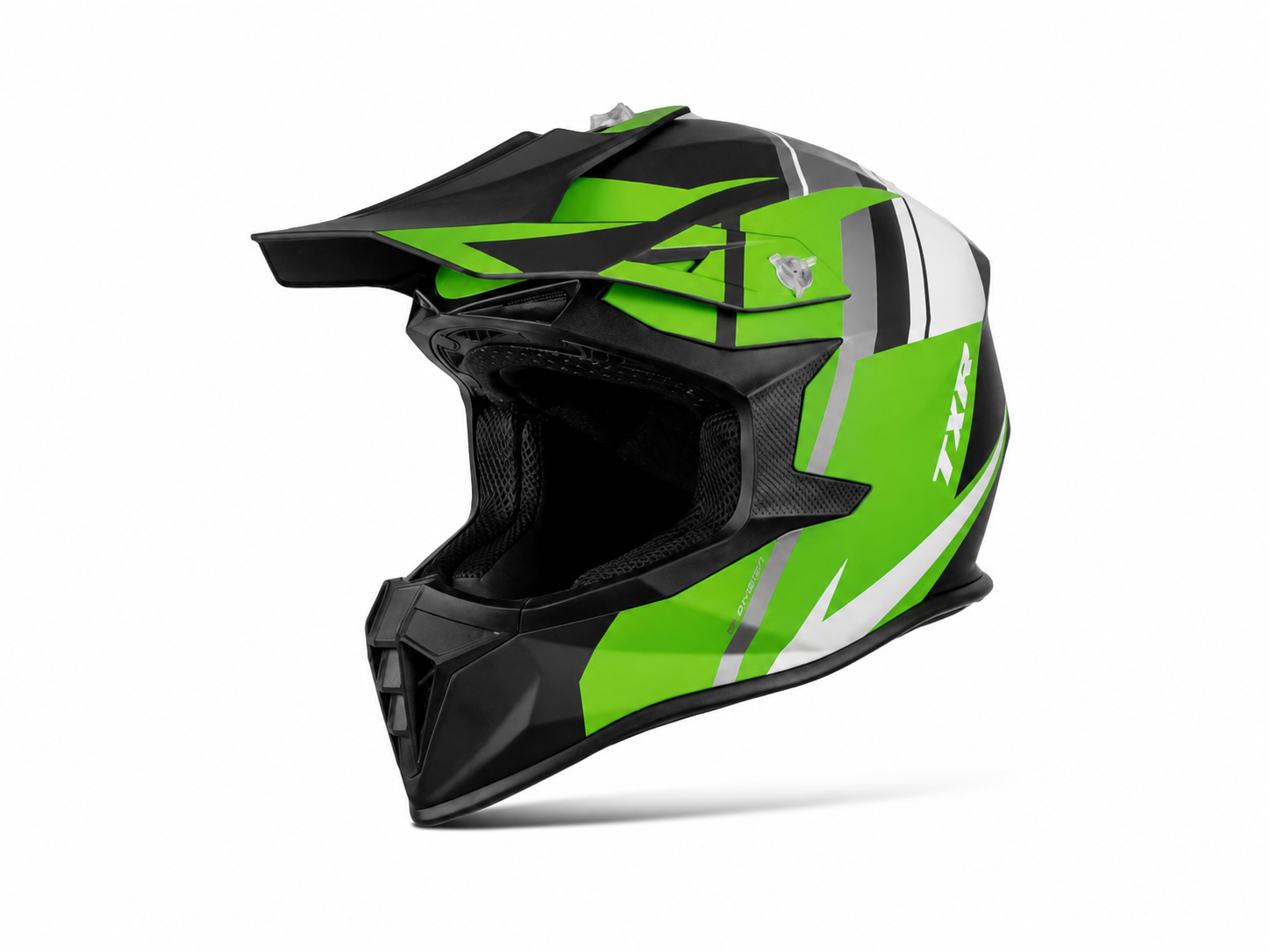 Motokrosová helma TXR Fury černo-šedo-bílo-zelená