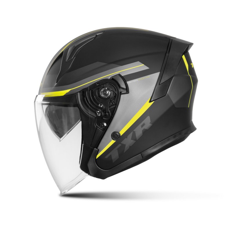 Otevřená helma na motorku TXR City černo-šedo-fluo žlutá – foto 2
