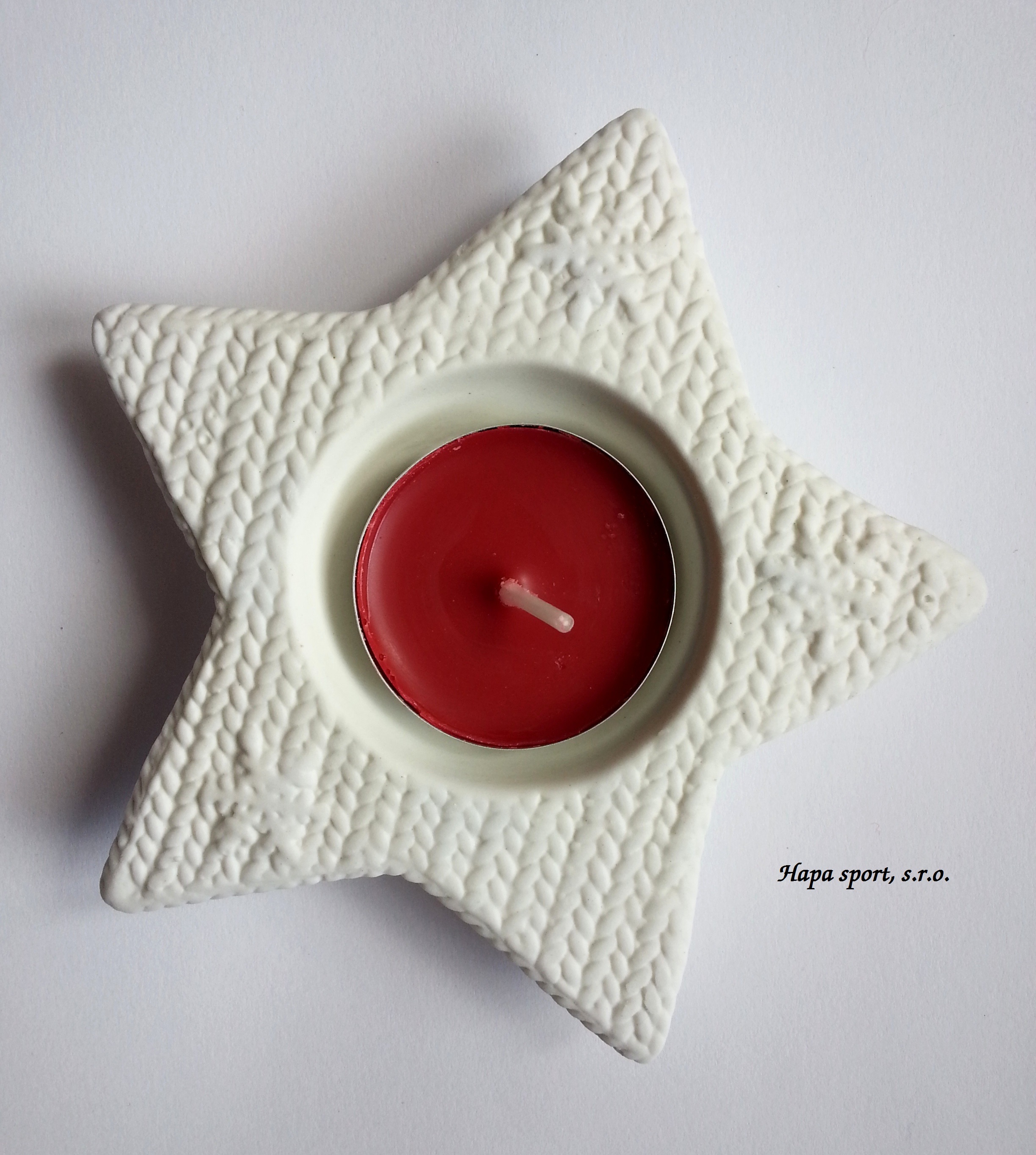 Hvězda z porcelánu na čajovou svíčku 12cm