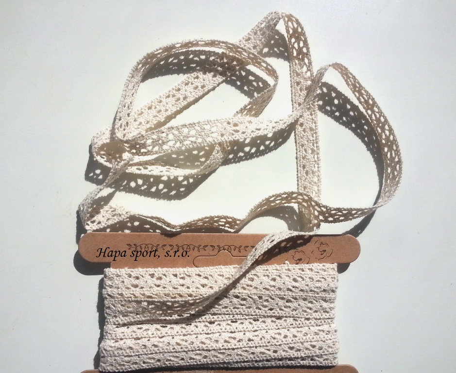 Krajka bavlněná - 1,3cm x 1m - béžová