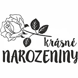 Krásné NAROZENINY s růží - gumové razítko