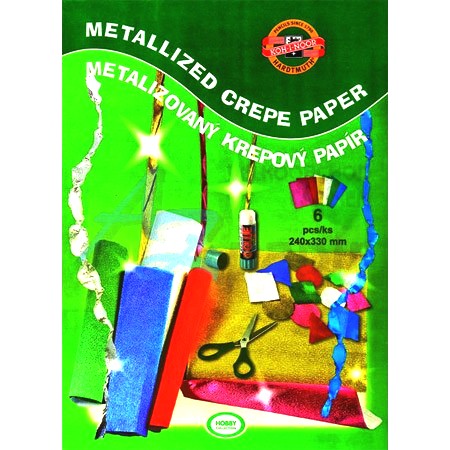 Krepový papír - metalízovaný - 6 ks ( 240 x 330mm)