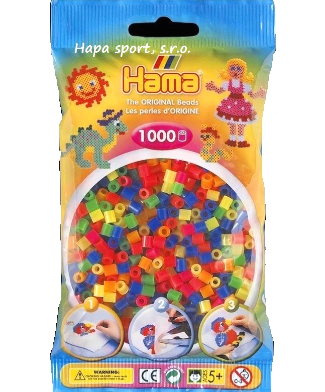 HAMA zažehlovací korálky MIDI - MIX neonových barev - 1000ks