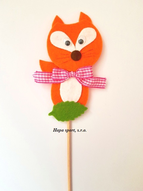 Liška s mašlí - zápich, 11cm + špejle