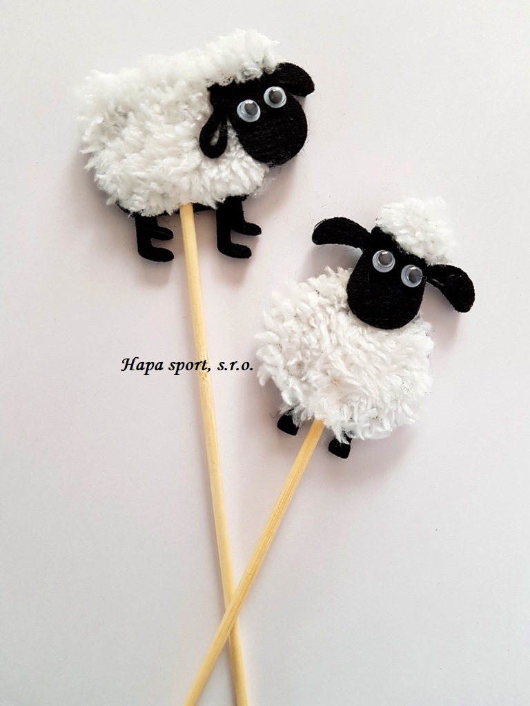 Ovečka plyšová - pohyblivé oči - zápich ( 5 cm + špejle )