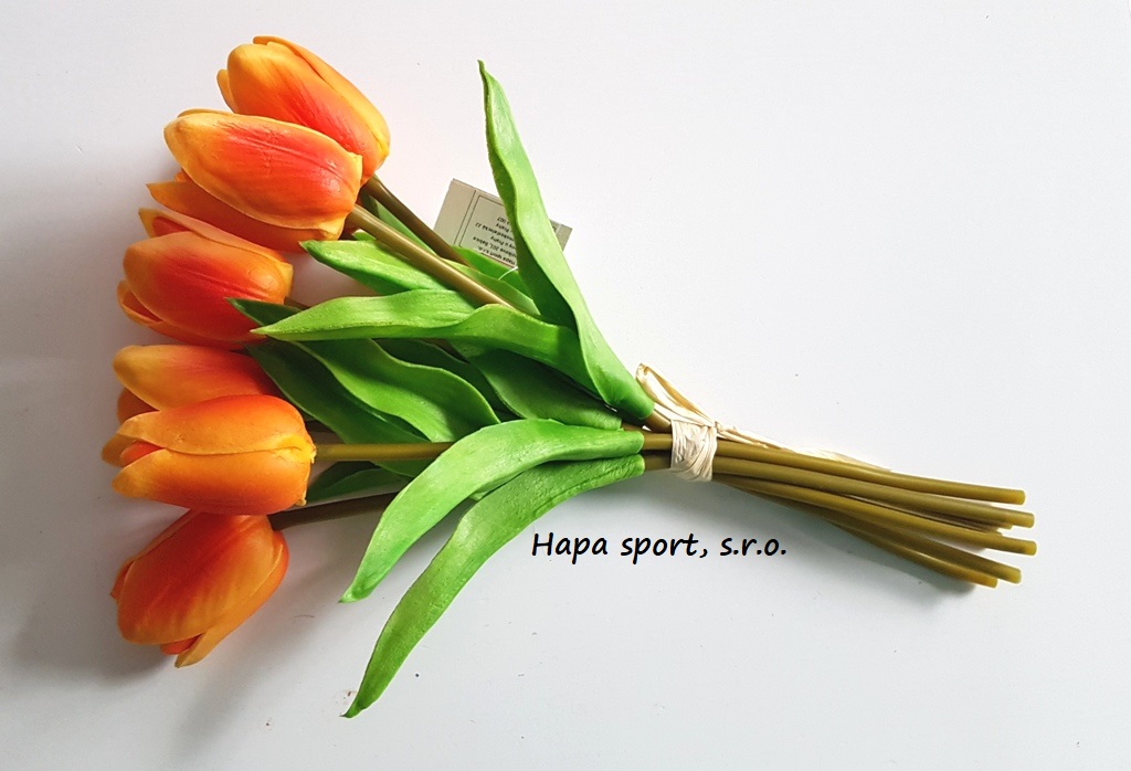 Pěnové tulipány ( oranžové ) s listy