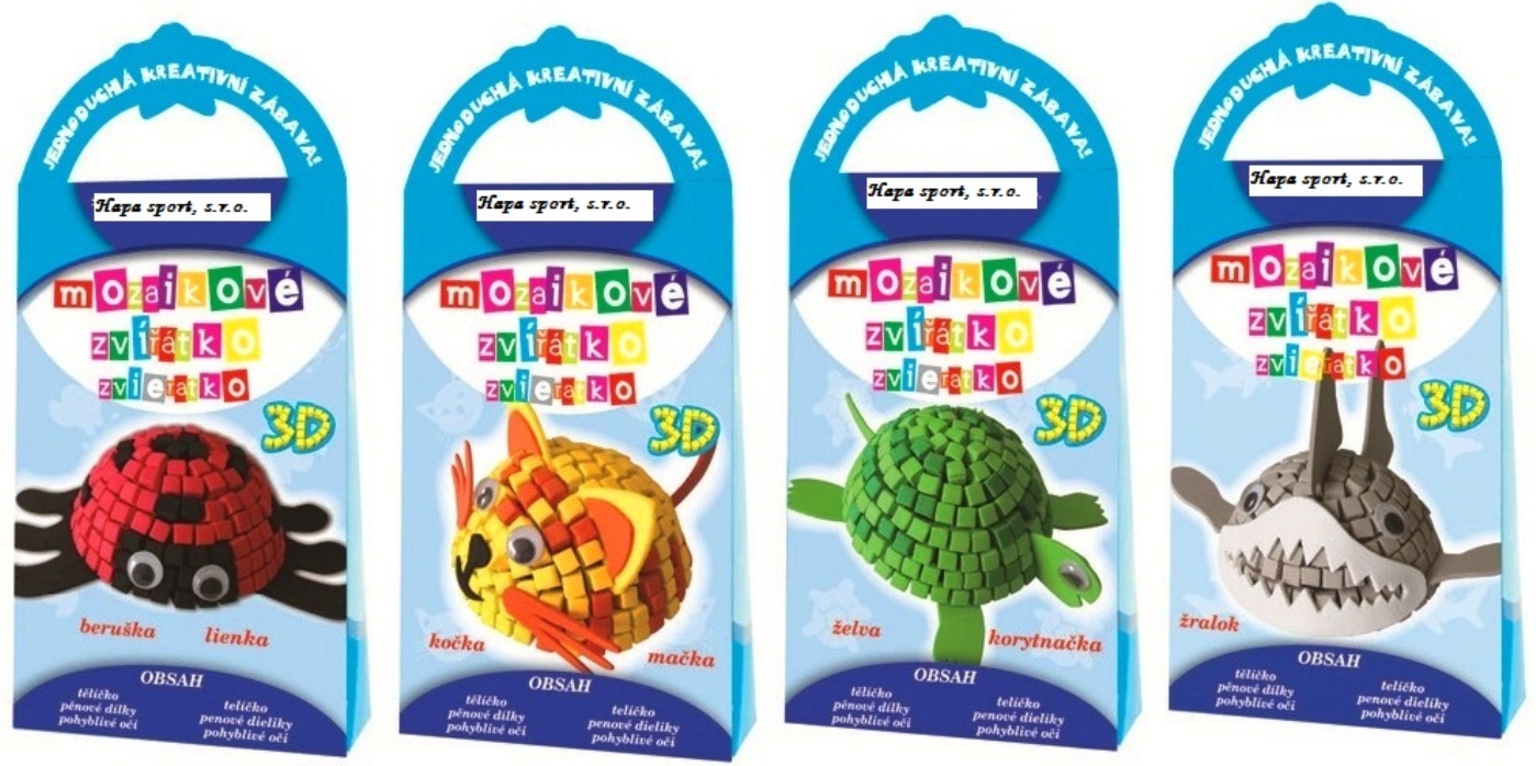 Prostorové zvířátko - 3D z mozaiky mix motivů - 1ks