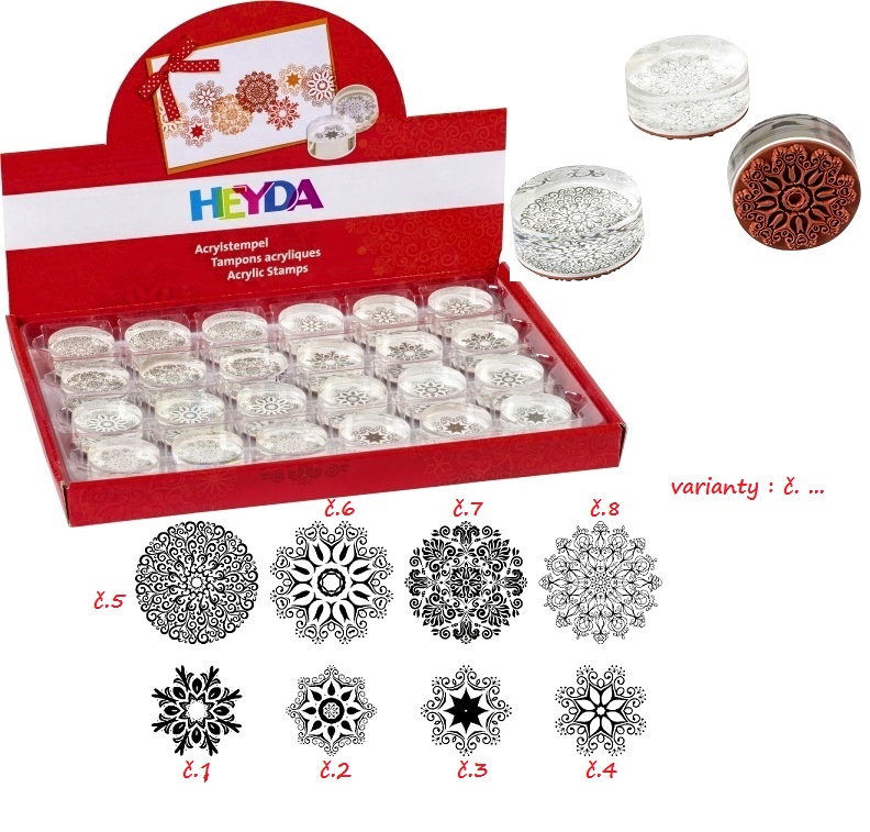 Razítko akrylové kulaté - ornament - výběr z 8 motivů ( 1ks )