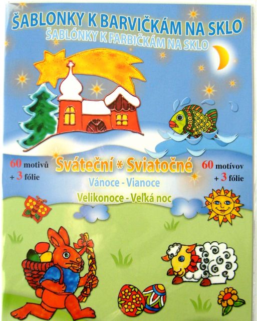 Šablony k barvičkám - sváteční ( 60motivů + 3 folie )