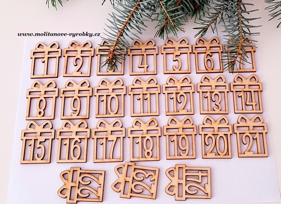 Sada čísel na adventní kalendář dárky 1 - 24