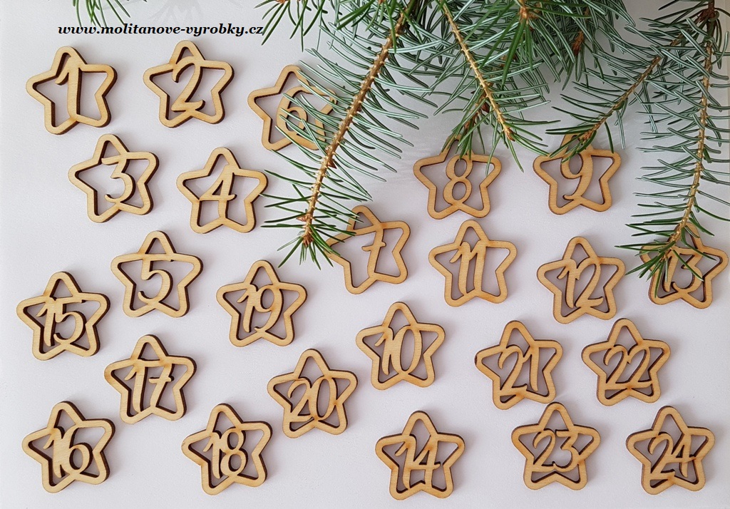 Sada čísel na adventní kalendář hvězdičky 1 - 24