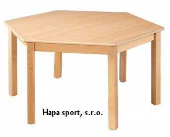 Školní dětský stůl - šestiúhelník, 6 noh ( prům.120cm ) + plastové kluzáky ( v. 40,46,53,59,64 )