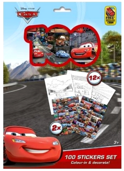 100 samolepek s omal. listy Auta Cars