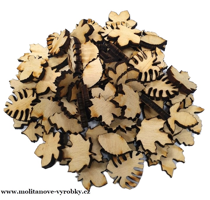 Dřevěná podzimní dekorace mix 2cm -100ks