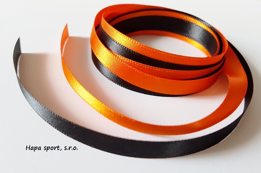 Atlasová stuha 10mm ( 2m oranžová + 2m černá )